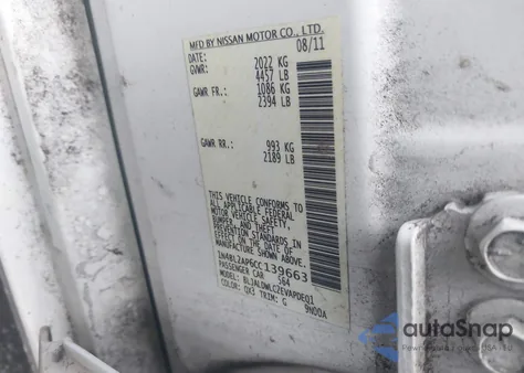 2012 Nissan Altima 3.5 Sr из США, поврежденный, VIN 1N4BL2AP6CC139663